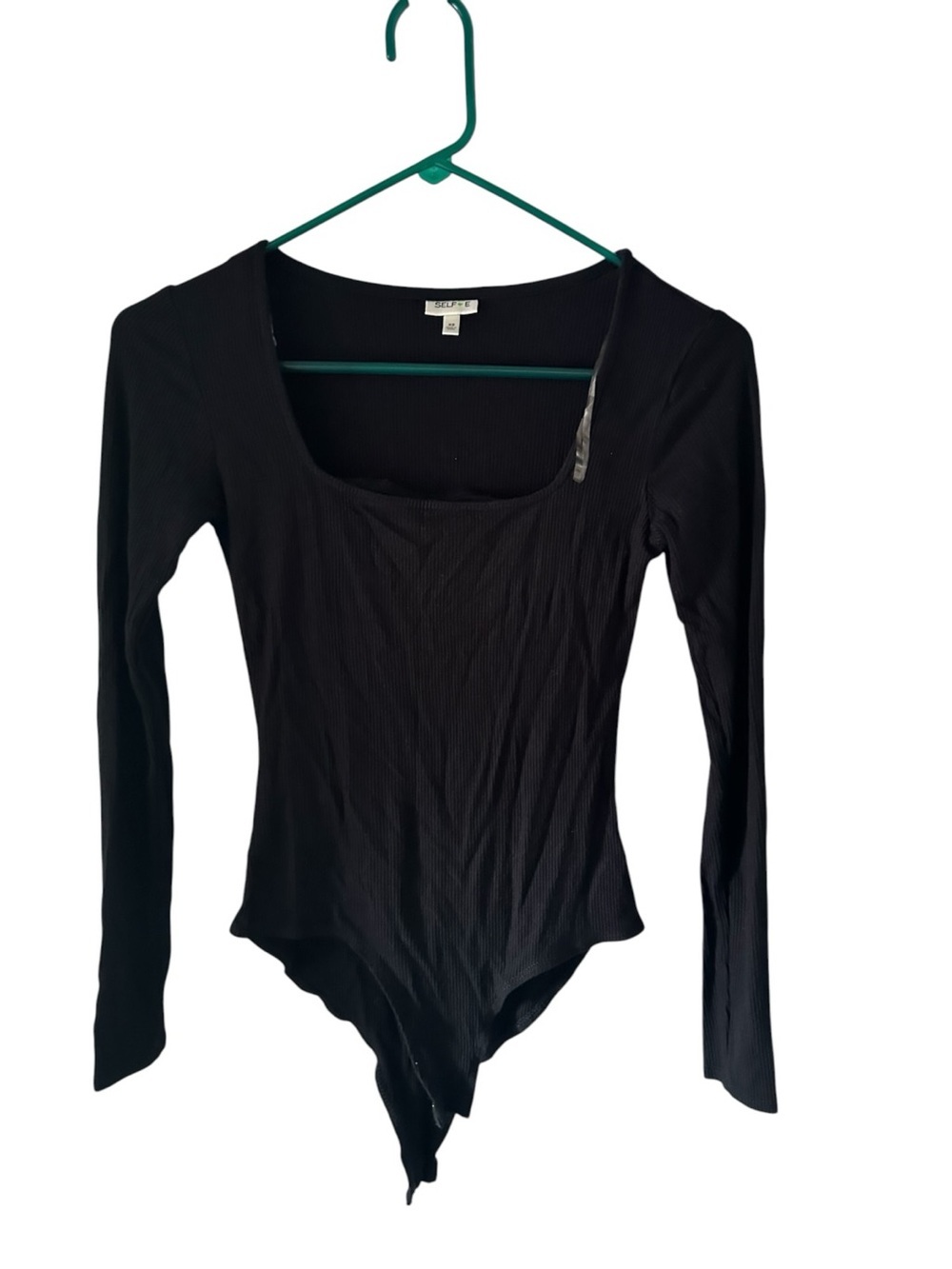 Self💛 E Long-Sleeve Square-Neck Bodysuit - Black